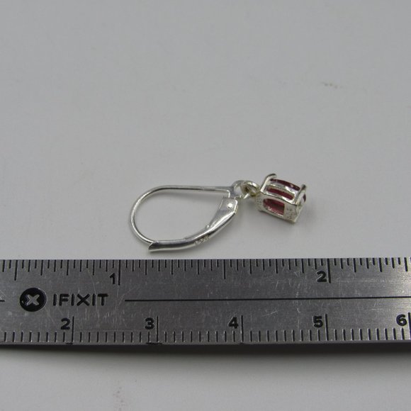 Sterling Silver Red Topaz Dangle Earrings Vintage - Picture 5 of 6
